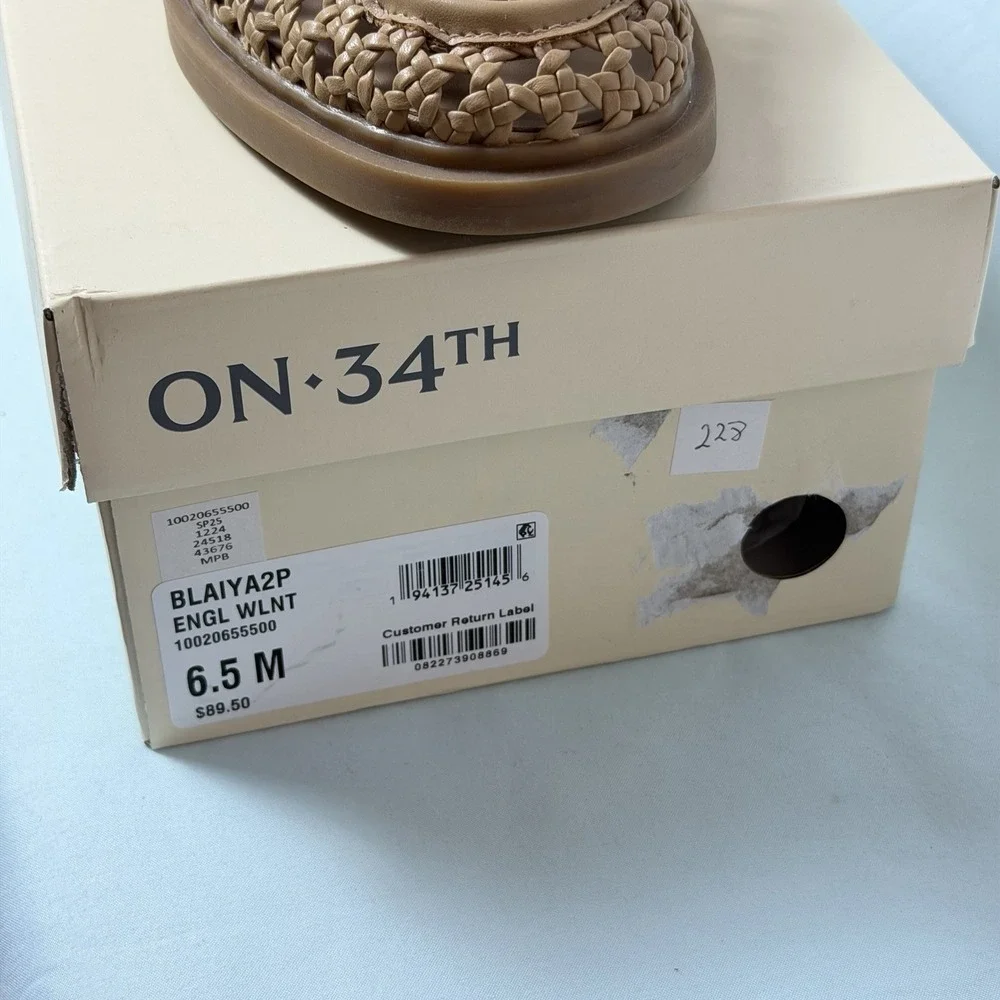 On 34th Size-6.5M Women's Blaiya Tan Loafers Flats Shoes Woven